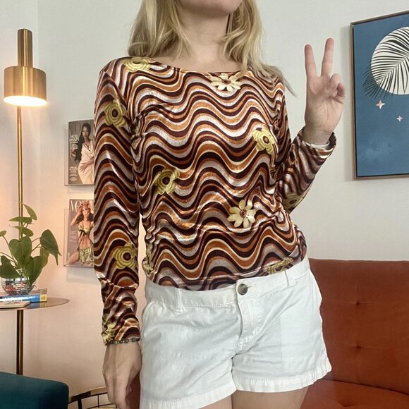 Vintage Velour Groovy Top - Picture 2 of 4